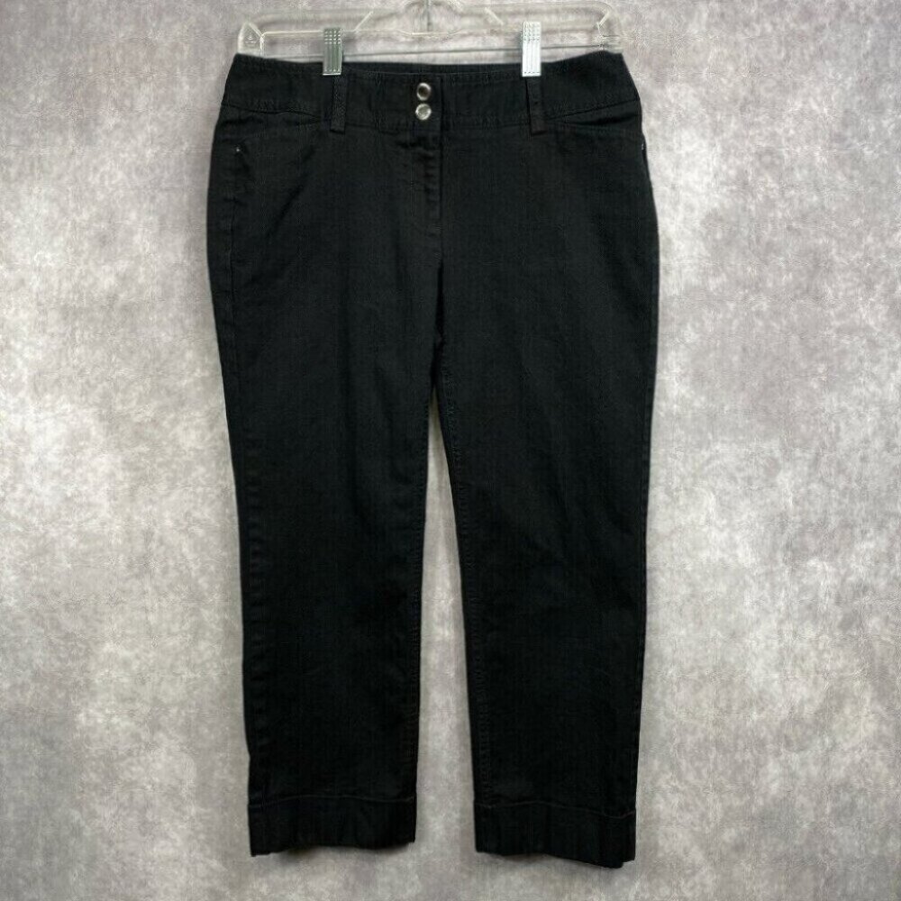 White House Black Market Pants Womens 4 Black ANKLE Stretch Flap Pockets W30 L22
